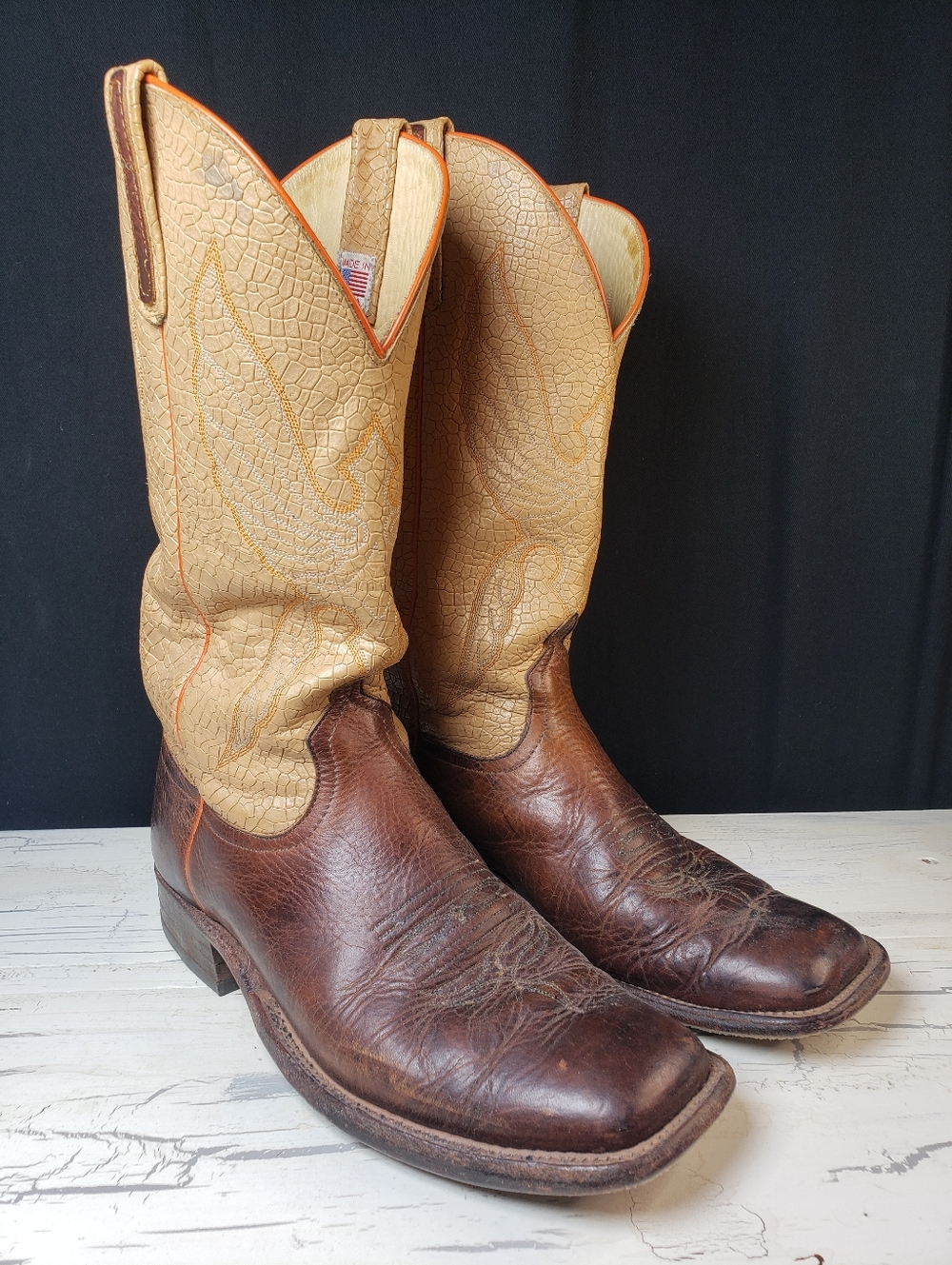 Anderson Bean Chocolate Bison Cowboy Boots in Brown - Men's 9.5 D